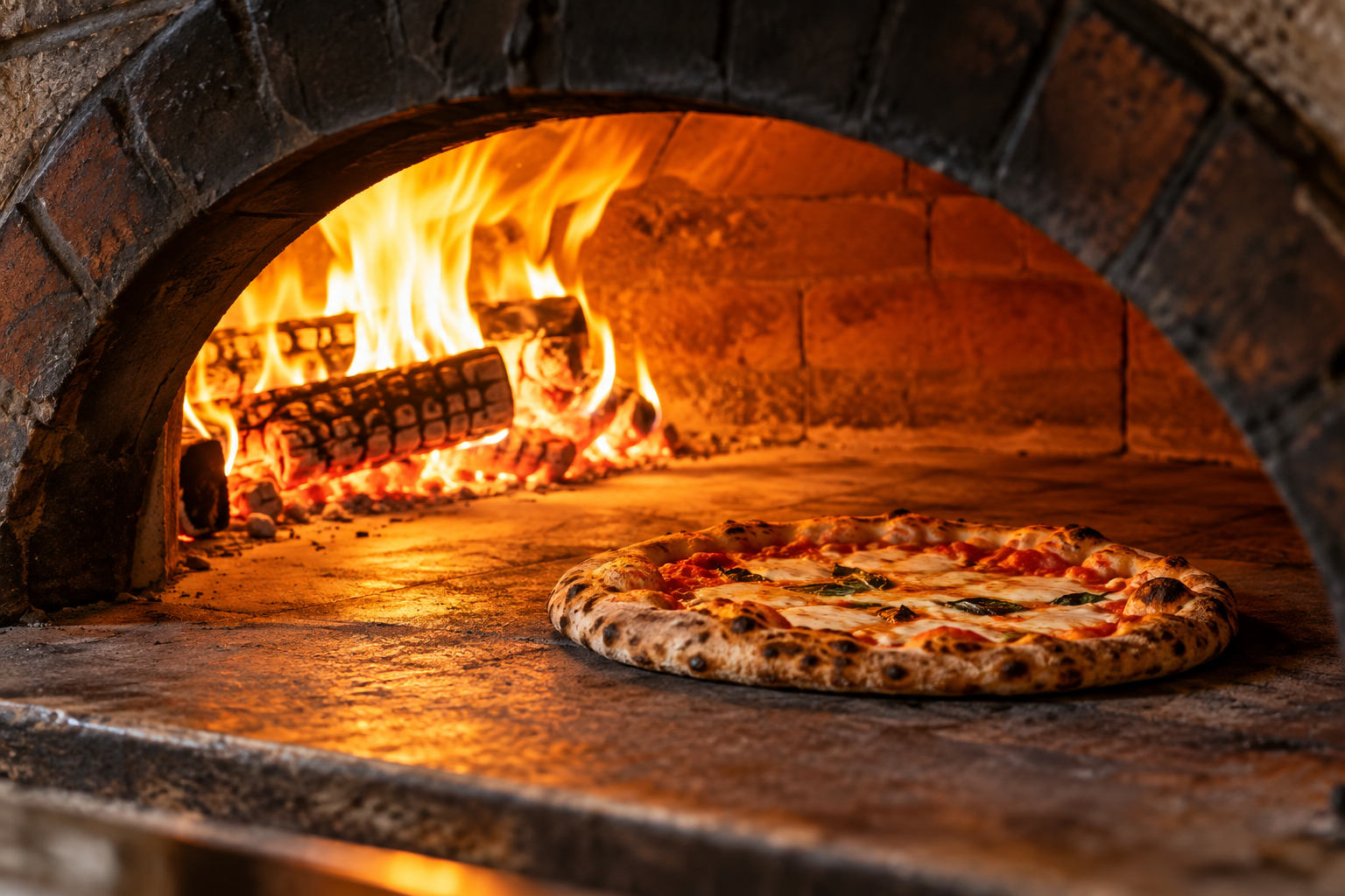 Pizza im Holzofen